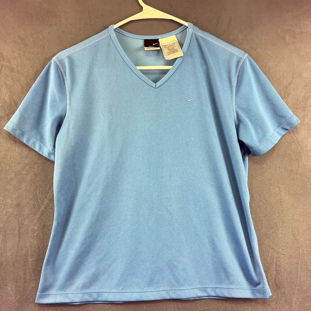 Vintage Nike Women’s Waffle Knit Small Running Shirt V Neck Dri Fit Embroidered